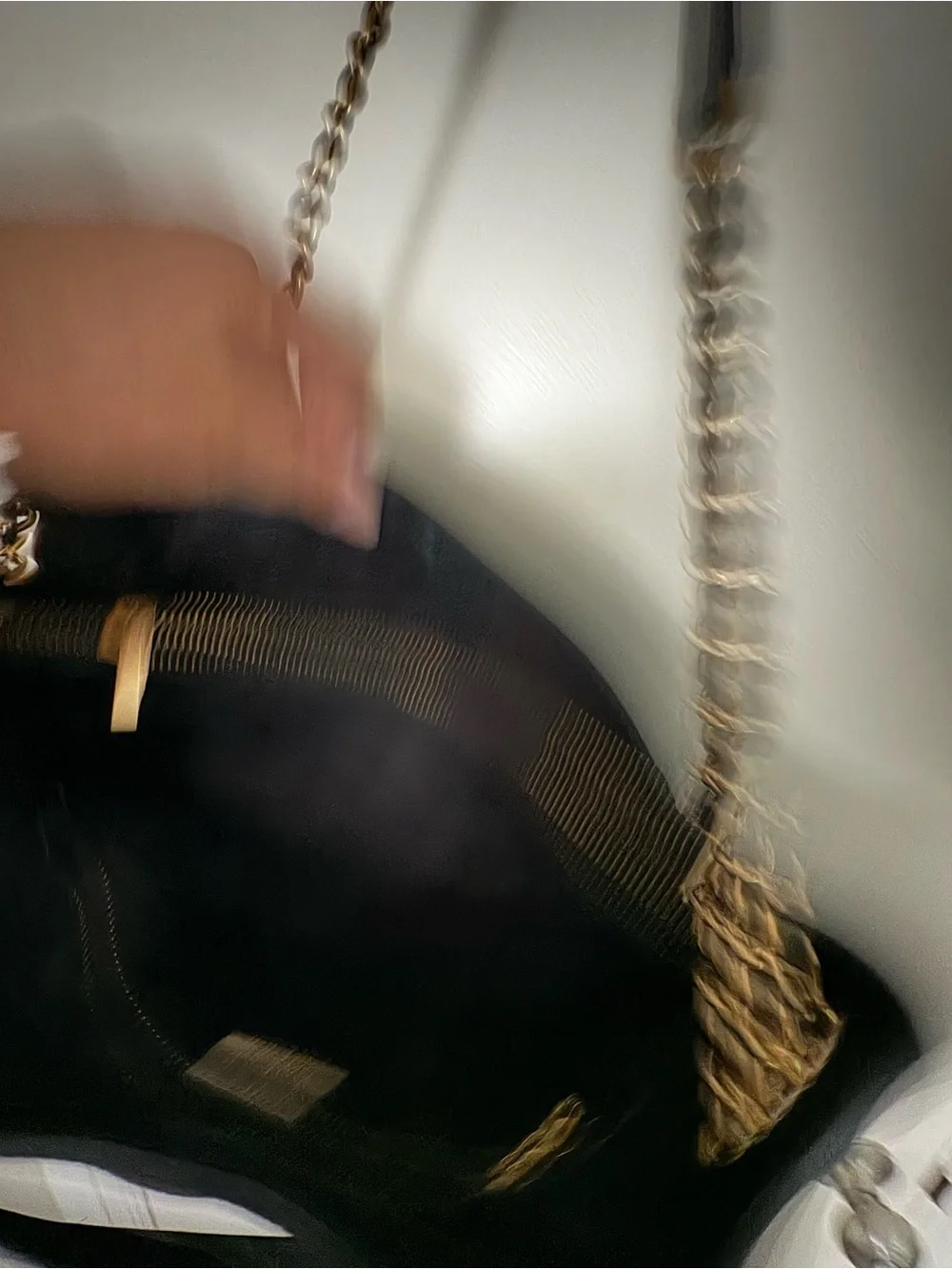 Tory Burch Black Leather Tote with Gold Chain Handles